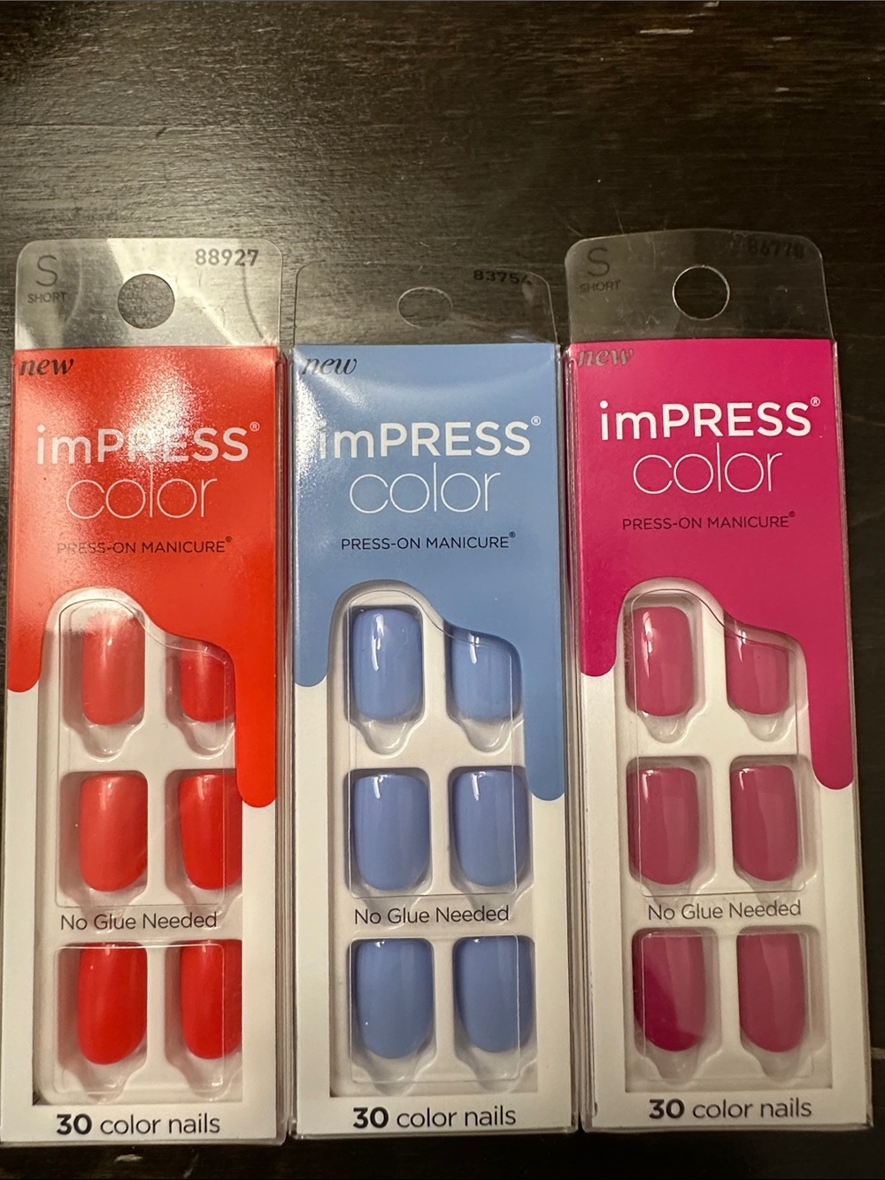 imPRESS Color Press-On Nails — Red, Blue, Pink Trio Pack